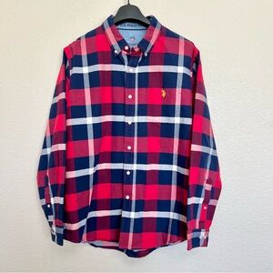 US POLO ASSN Shirt Men’s Plaid Button Up Long Sleeve Size L
